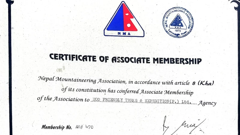 NMA Membership Certificate