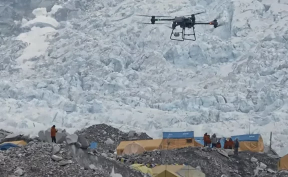 Background Image of DJI’s Historic Drone Delivery at Mt. Everest